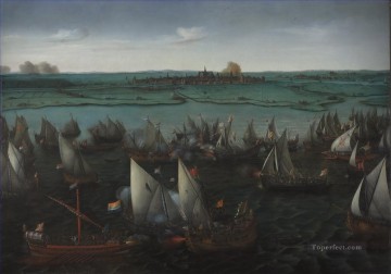 Landscapes Painting - Vroom Hendrick Cornelisz Battle of Haarlemmermeer Naval Battle